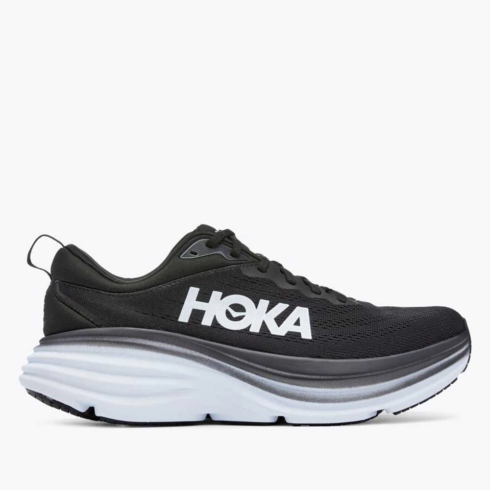 HOKA Men's Bondi 8 Running Shoe- Black/White- Regular (D) Shoes 5 HOKA Men's Bondi 8 Running Shoe- Black/White- Regular (D) Shoes