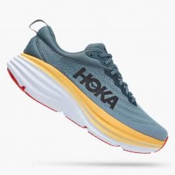 HOKA Men's Bondi 8 Running Shoe - Goblin Blue/Mountain Spring- Extra Wide (4E) Shoes
