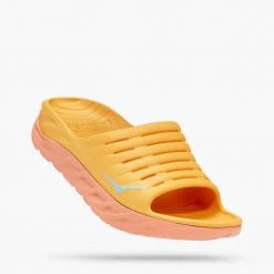 HOKA Unisex ORA Recovery Slide - Amber Yellow/Shell Coral - Regular (D) Shoes