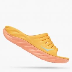 HOKA Unisex ORA Recovery Slide - Amber Yellow/Shell Coral - Regular (D) Shoes