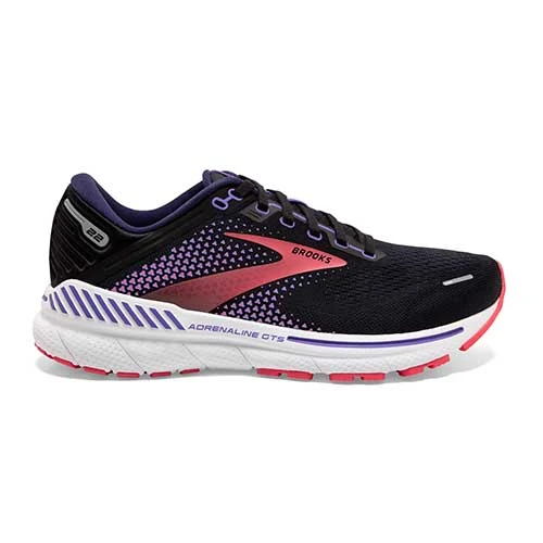 Brooks Women's Adrenaline GTS 22 Running Shoe - Black/Purple/Coral - Wide (D) Shoes 1 Brooks Women's Adrenaline GTS 22 Running Shoe - Black/Purple/Coral - Wide (D) Shoes
