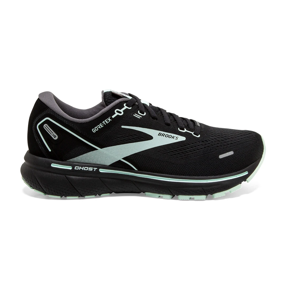 Brooks Women's Ghost 14 GoreTEX Running Shoe - Black/Blackened Pearl/Aquaglass - Regular (B) 1 Brooks Women's Ghost 14 GoreTEX Running Shoe - Black/Blackened Pearl/Aquaglass - Regular (B)