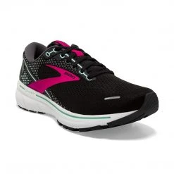 Brooks Women's Ghost 14 Running Shoe - Black/Pink/Yucca - Wide (D) Shoes