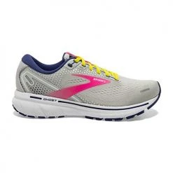Brooks Women's Ghost 14 Running Shoe - Grey/Pink/Sulphur Spring - Regular (B)