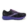 Brooks Women's Ghost 14 Electric Cheetah Running Shoe - Ebony/Black/Purple - Regular (B) Shoes