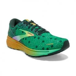 Brooks Women's Ghost 14 Run Lucky Running Shoe- Bright Green/Gables/Gold - Regular (B)