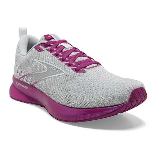 Brooks Shoes Women's Levitate 5 Running Shoe - Grey/Lavender/Baton Rouge - Regular (B) 4 Brooks Shoes Women's Levitate 5 Running Shoe - Grey/Lavender/Baton Rouge - Regular (B)