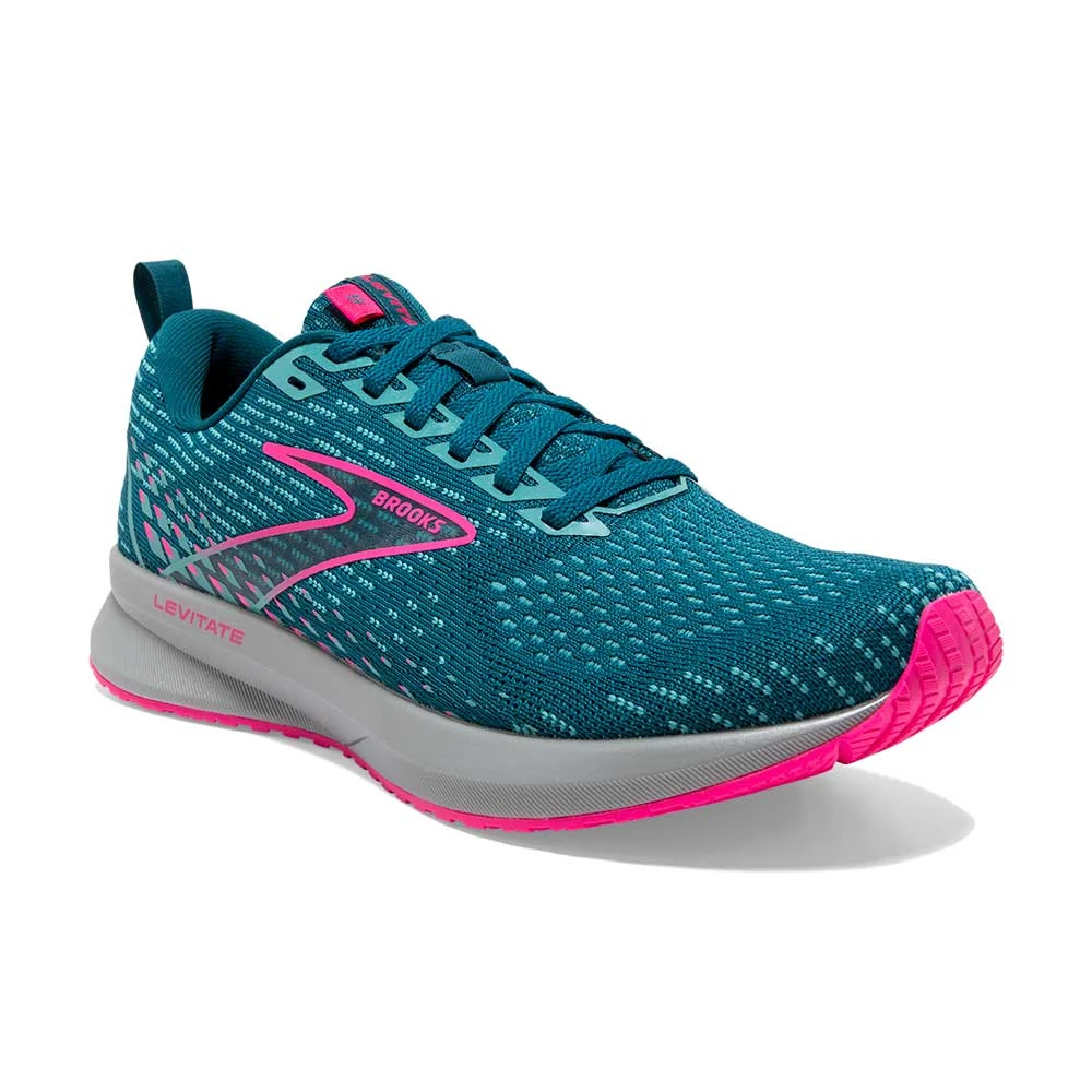 Brooks Women's Levitate 5 Running Shoe- Blue/Porcelain/Pink- Regular (B) 2 Brooks Women's Levitate 5 Running Shoe- Blue/Porcelain/Pink- Regular (B)