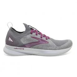 Brooks Women's Levitate StealthFit 5 Running Shoe - White/Grey/Baton Rouge- Regular (B)