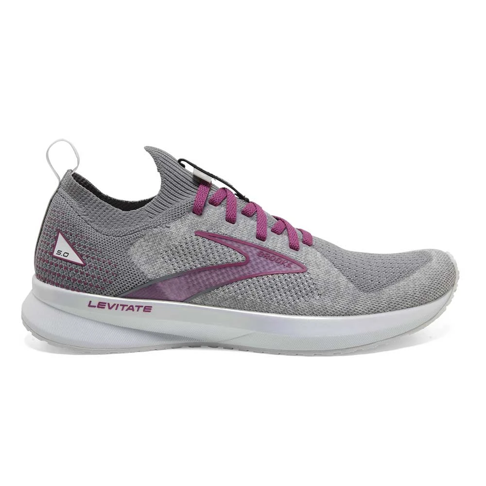 Brooks Women's Levitate StealthFit 5 Running Shoe - White/Grey/Baton Rouge- Regular (B) 1 Brooks Women's Levitate StealthFit 5 Running Shoe - White/Grey/Baton Rouge- Regular (B)