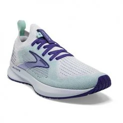 Brooks Women's Levitate StealthFit 5 Running Shoe - White/Navy Blue/Yucca - Regular (B) Shoes