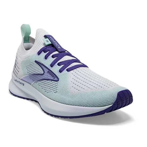 Brooks Women's Levitate StealthFit 5 Running Shoe - White/Navy Blue/Yucca - Regular (B) Shoes 2 Brooks Women's Levitate StealthFit 5 Running Shoe - White/Navy Blue/Yucca - Regular (B) Shoes