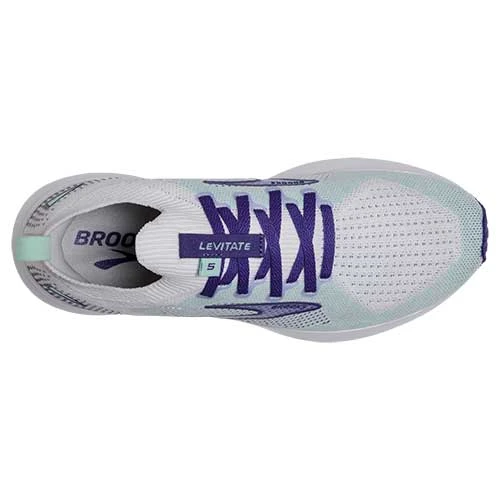 Brooks Women's Levitate StealthFit 5 Running Shoe - White/Navy Blue/Yucca - Regular (B) Shoes 5 Brooks Women's Levitate StealthFit 5 Running Shoe - White/Navy Blue/Yucca - Regular (B) Shoes