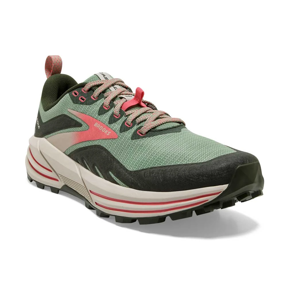 Brooks Women's Cascadia 16 Trail Shoe - Basil/Duffel Bag/Coral - Regular (B) Shoes 2 Brooks Women's Cascadia 16 Trail Shoe - Basil/Duffel Bag/Coral - Regular (B) Shoes