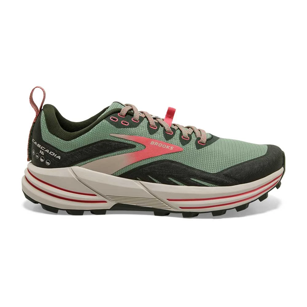 Brooks Women's Cascadia 16 Trail Shoe - Basil/Duffel Bag/Coral - Regular (B) Shoes 1 Brooks Women's Cascadia 16 Trail Shoe - Basil/Duffel Bag/Coral - Regular (B) Shoes