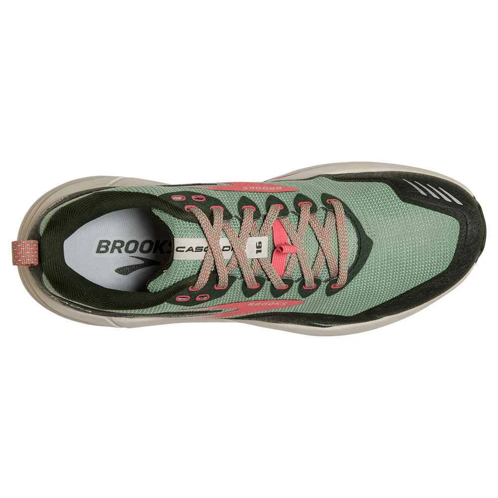 Brooks Women's Cascadia 16 Trail Shoe - Basil/Duffel Bag/Coral - Regular (B) Shoes 5 Brooks Women's Cascadia 16 Trail Shoe - Basil/Duffel Bag/Coral - Regular (B) Shoes