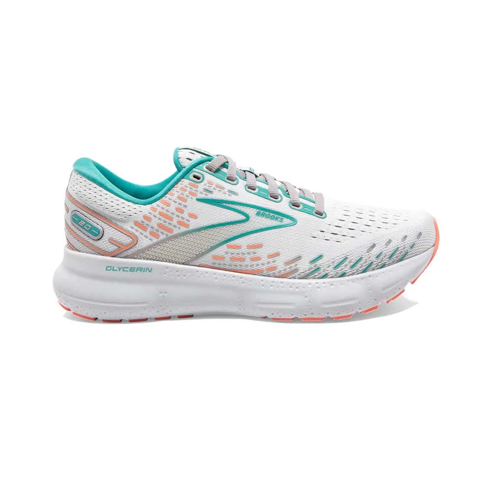 Brooks Women's Glycerin 20 Running Shoe- Oyster/Latigo Bay/Coral - Regular (B) Shoes 1 Brooks Women's Glycerin 20 Running Shoe- Oyster/Latigo Bay/Coral - Regular (B) Shoes