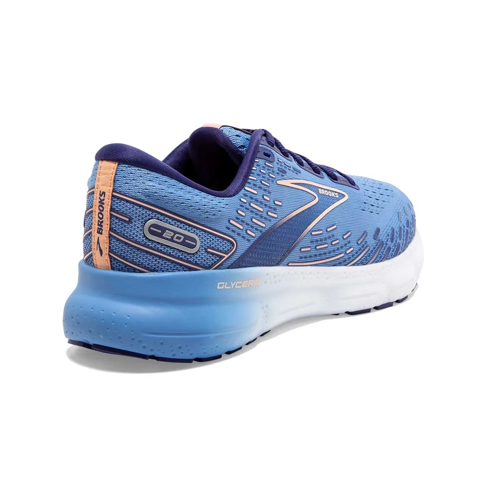 Brooks Women's Glycerin 20 Running Shoe- Blissful Blue/Peach/White- Regular (B) Shoes 3 Brooks Women's Glycerin 20 Running Shoe- Blissful Blue/Peach/White- Regular (B) Shoes