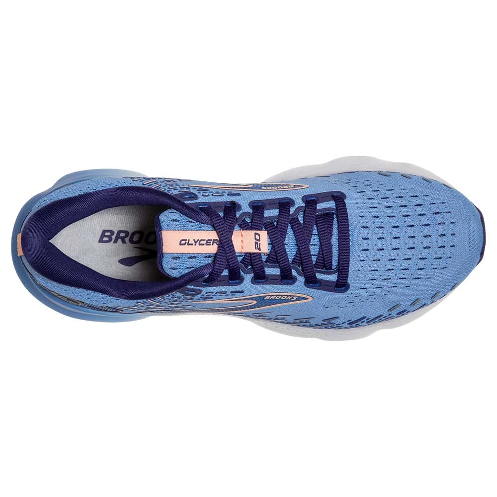 Brooks Women's Glycerin 20 Running Shoe- Blissful Blue/Peach/White- Regular (B) Shoes 4 Brooks Women's Glycerin 20 Running Shoe- Blissful Blue/Peach/White- Regular (B) Shoes