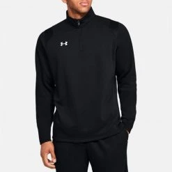 Under Armour Men's UA Hustle Fleece ¼ Zip Top - Black/White