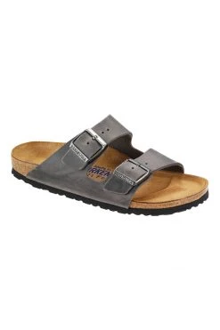 Birkenstock Arizona Soft Footbed Iron Oiled Leather Sandal- Regular/Wide Shoes