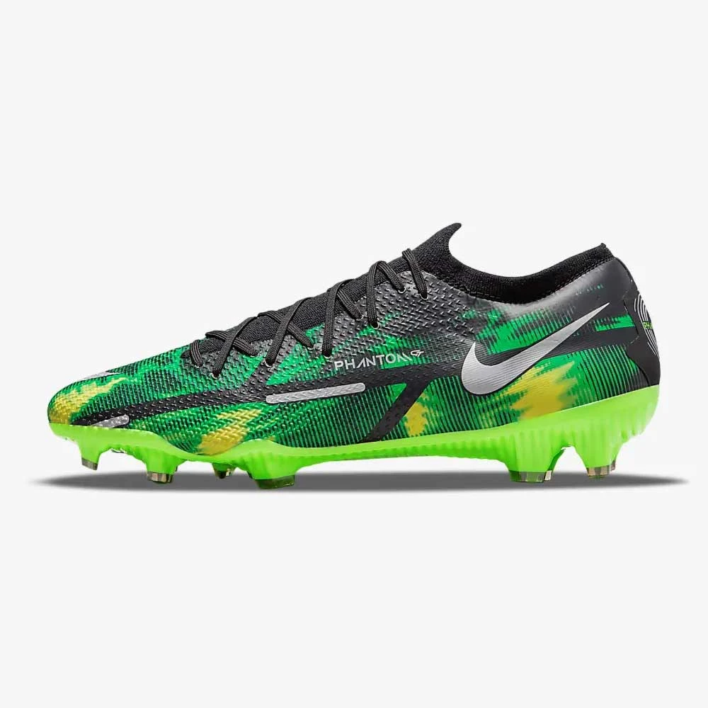 Nike Soccer Unisex Phantom GT2 Pro SW FG - Black/MTLC Platinum Green-Regular (D) 3 Nike Soccer Unisex Phantom GT2 Pro SW FG - Black/MTLC Platinum Green-Regular (D)