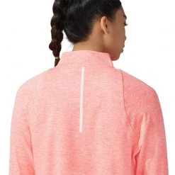 Asics Tops Women's Thermopolis Half Zip - Blazing Coral Heather 10 Asics Tops Women's Thermopolis Half Zip - Blazing Coral Heather