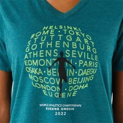 Asics Women's Graphic V-Neck WCH Top - Velvet Pine Heather