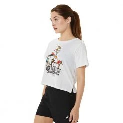 Asics Tops Women's Graphic Crop Top WCH - Brilliant White