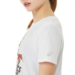 Asics Tops Women's Graphic Crop Top WCH - Brilliant White 9 Asics Tops Women's Graphic Crop Top WCH - Brilliant White