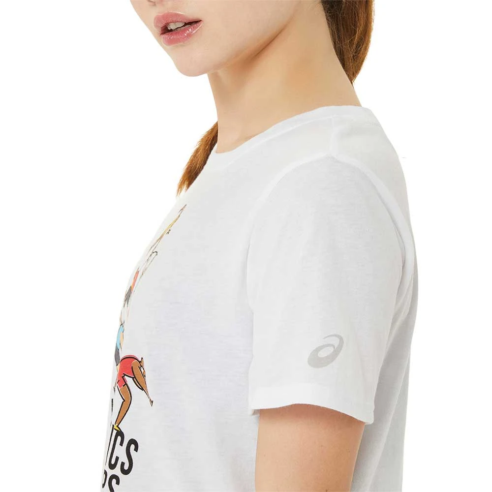 Asics Tops Women's Graphic Crop Top WCH - Brilliant White 4 Asics Tops Women's Graphic Crop Top WCH - Brilliant White