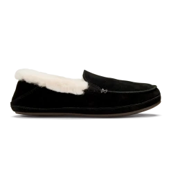 Olukai Shoes Women's Ku'una Leather Slippers - Black- Regular (B)