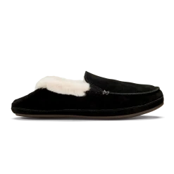 Olukai Shoes Women's Ku'una Leather Slippers - Black- Regular (B)