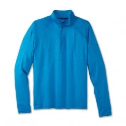 Brooks Men's Dash 1/2 Zip Top - Heather Electric Blue Tops