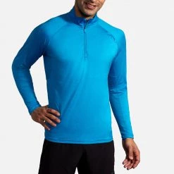 Brooks Men's Dash 1/2 Zip Top - Heather Electric Blue Tops