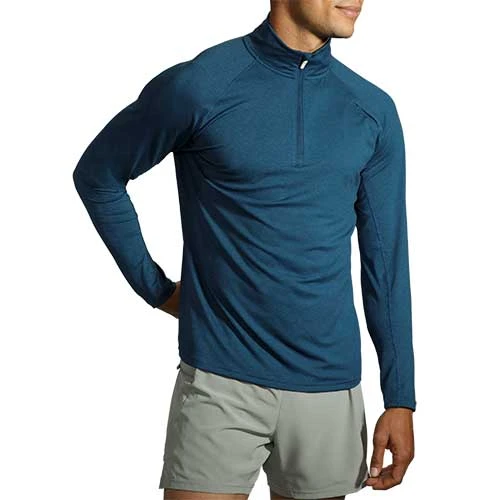 Brooks Men's Dash 1/2 Zip - Heather Indigo Rush 3 Brooks Men's Dash 1/2 Zip - Heather Indigo Rush