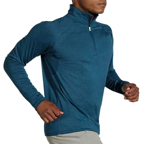 Brooks Men's Dash 1/2 Zip - Heather Indigo Rush 4 Brooks Men's Dash 1/2 Zip - Heather Indigo Rush
