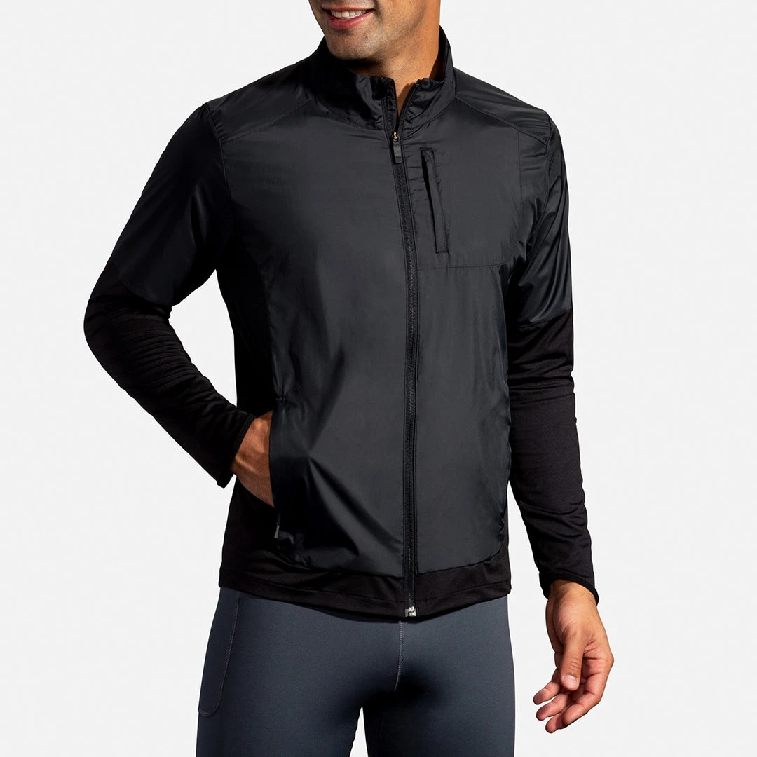 Brooks Men's Fusion Hybrid Jacket - Black 2 Brooks Men's Fusion Hybrid Jacket - Black