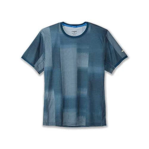 Brooks Men's Distance Graphic Short Sleeve - Indigo Rush Altitude Print 1 Brooks Men's Distance Graphic Short Sleeve - Indigo Rush Altitude Print