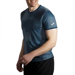 Brooks Men's Distance Graphic Short Sleeve - Indigo Rush Altitude Print