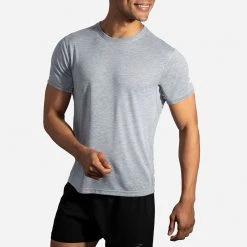 Brooks Men's Distance Short Sleeve Shirt - Heather Ash Apparel