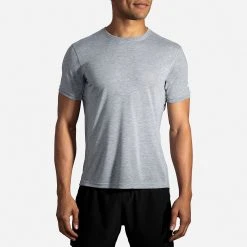 Brooks Men's Distance Short Sleeve Shirt - Heather Ash Apparel