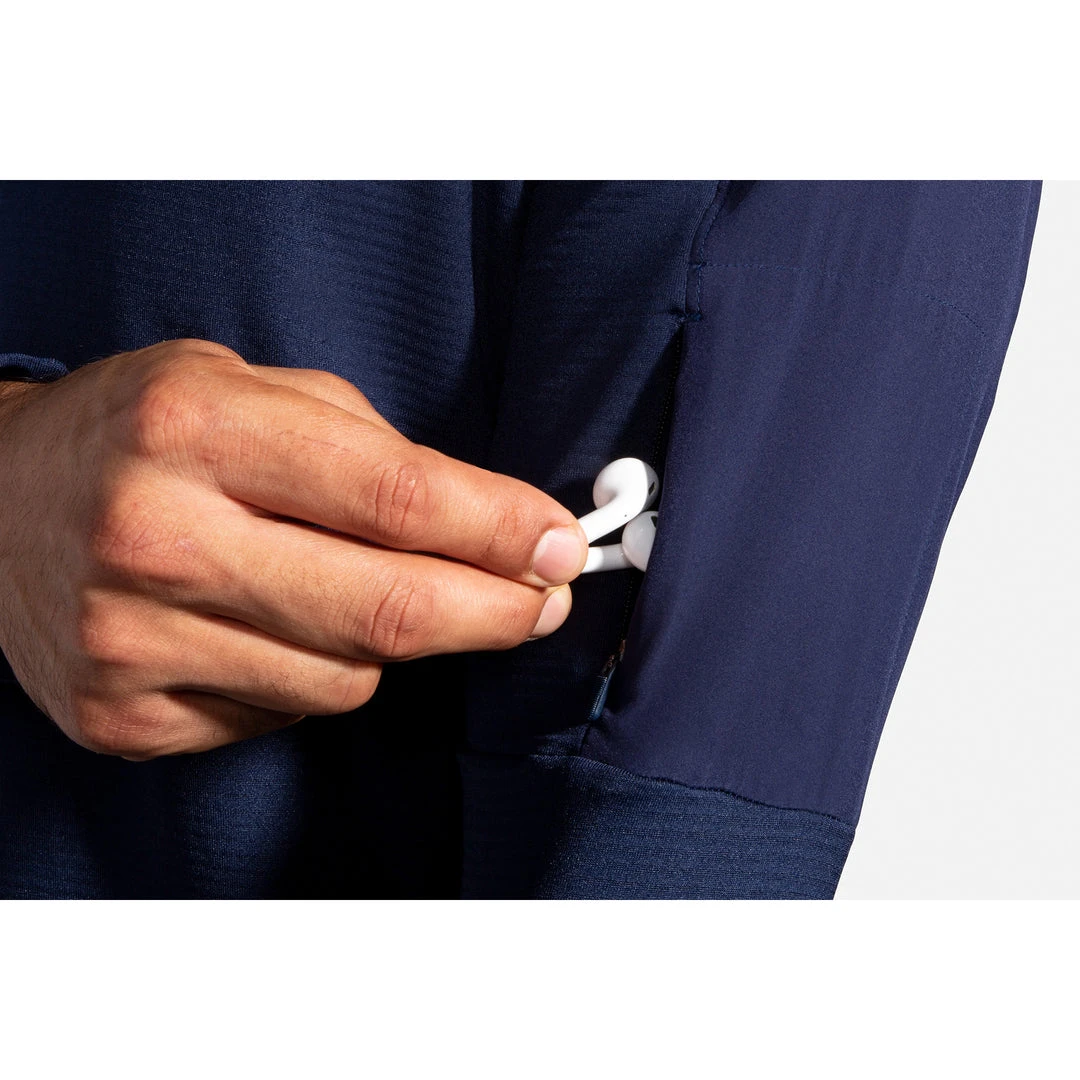 Brooks Men's Notch Thermal Long Sleeve Top - Navy Apparel 6 Brooks Men's Notch Thermal Long Sleeve Top - Navy Apparel