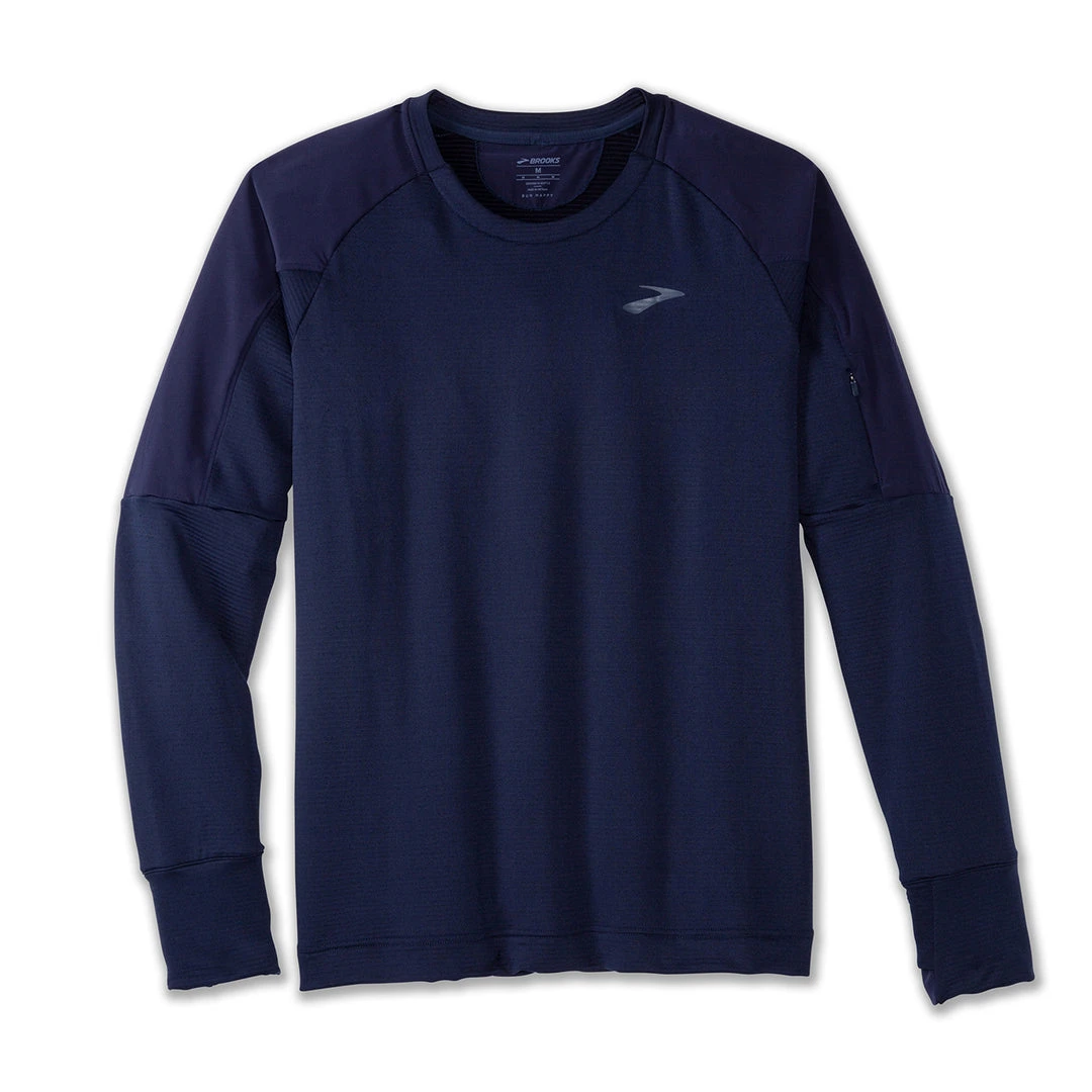 Brooks Men's Notch Thermal Long Sleeve Top - Navy Apparel 1 Brooks Men's Notch Thermal Long Sleeve Top - Navy Apparel