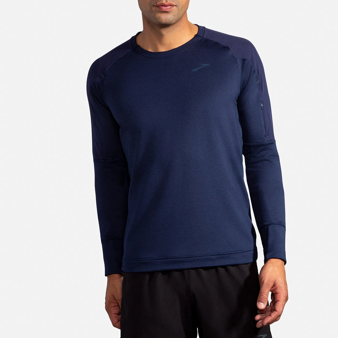 Brooks Men's Notch Thermal Long Sleeve Top - Navy Apparel 2 Brooks Men's Notch Thermal Long Sleeve Top - Navy Apparel