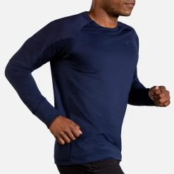 Brooks Men's Notch Thermal Long Sleeve Top - Navy Apparel 11 Brooks Men's Notch Thermal Long Sleeve Top - Navy Apparel