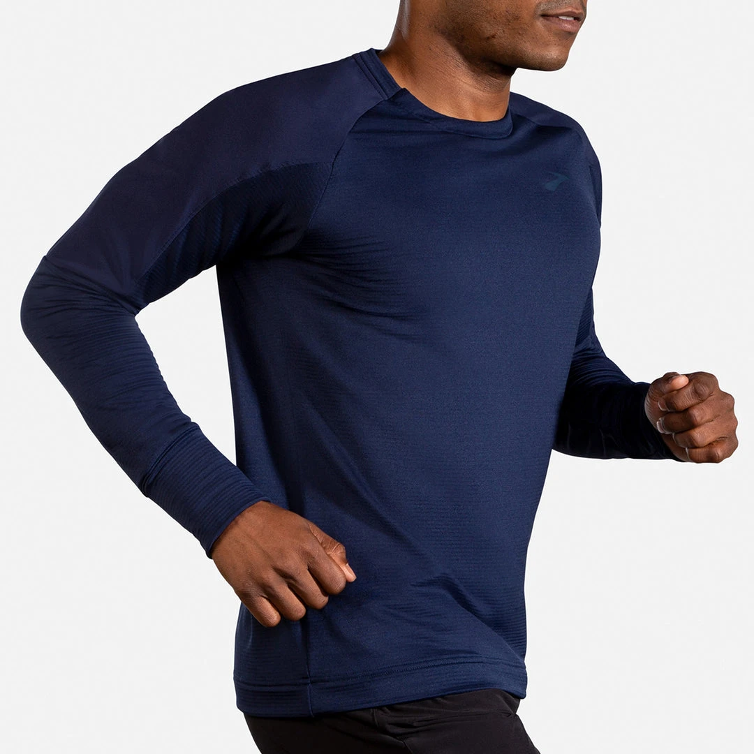 Brooks Men's Notch Thermal Long Sleeve Top - Navy Apparel 4 Brooks Men's Notch Thermal Long Sleeve Top - Navy Apparel