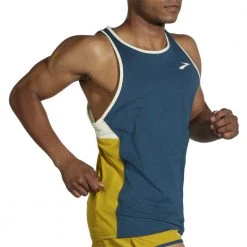 Brooks Men's Atmosphere Singlet - Indigo Rush/Honeydew 11 Brooks Men's Atmosphere Singlet - Indigo Rush/Honeydew