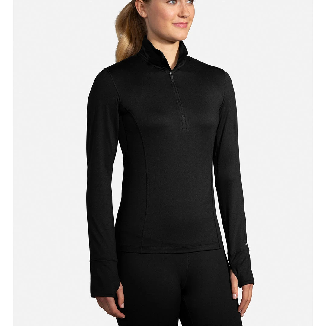 Brooks Women's Dash 1/2 Zip Top - Black 2 Brooks Women's Dash 1/2 Zip Top - Black