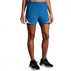 Brooks Women's Chaser 5in 2-in-1 Short - Blue Ash/Icy Blue/Navy Bottoms